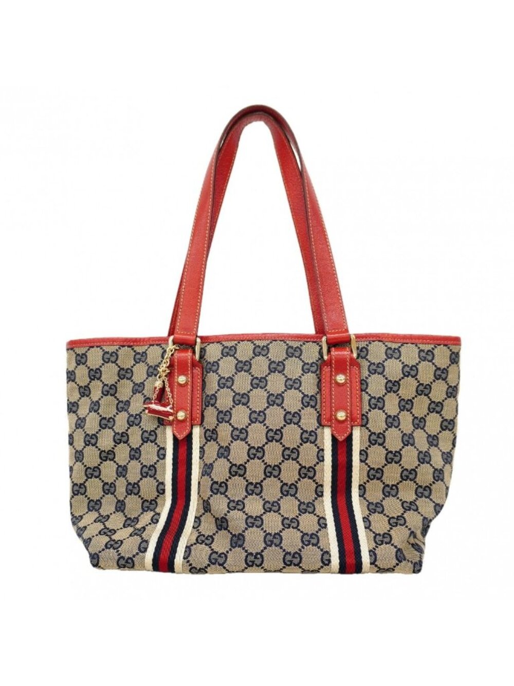 Gucci Tote GG Canvas Navy Red Gold